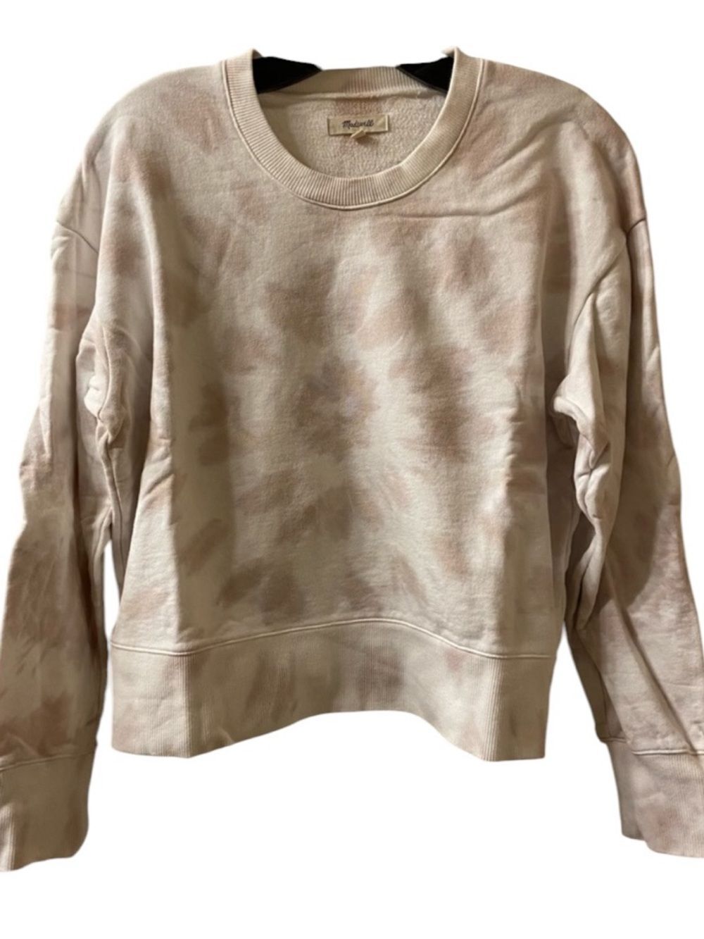 Madewell Pale tan Pink Crewneck cropped Sweatshirt medium - Picture 2 of 7